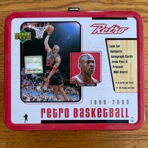 Michael Jordan and Larry Bird Retro Basketball Card Metal Lunchbox Upper Deck